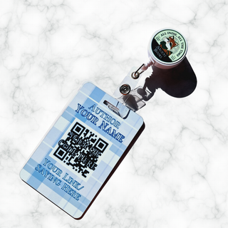 Blue Plaid Author QR Card Badge