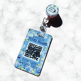Blue Hydrangea QR Card Badge