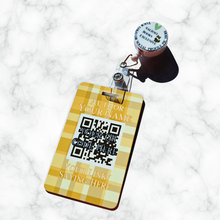 Yellow Plaid Author QR Card Badge