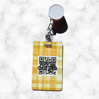 Yellow Plaid Author QR Card Badge