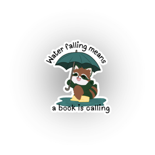 Furfur with Umbrella -A Book is Calling - Waterproof Sticker