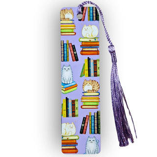 Cat Bookstack Metal Bookmark Salient Books - Salient Books