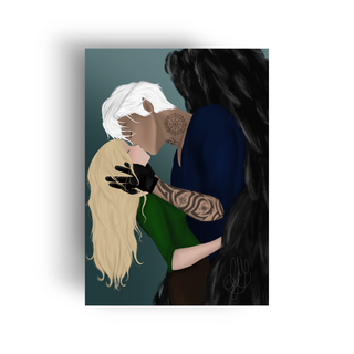 The Shadowed Crown Series Sypher and Elda Kissing Art Print