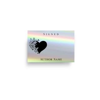 Holographic Silver Butterfly Heart Custom Bookplate