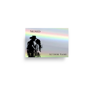 Holographic Silver Western Couple Silhouette Custom Bookplate
