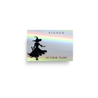 Holographic Silver Witch Silhouette Custom Bookplate